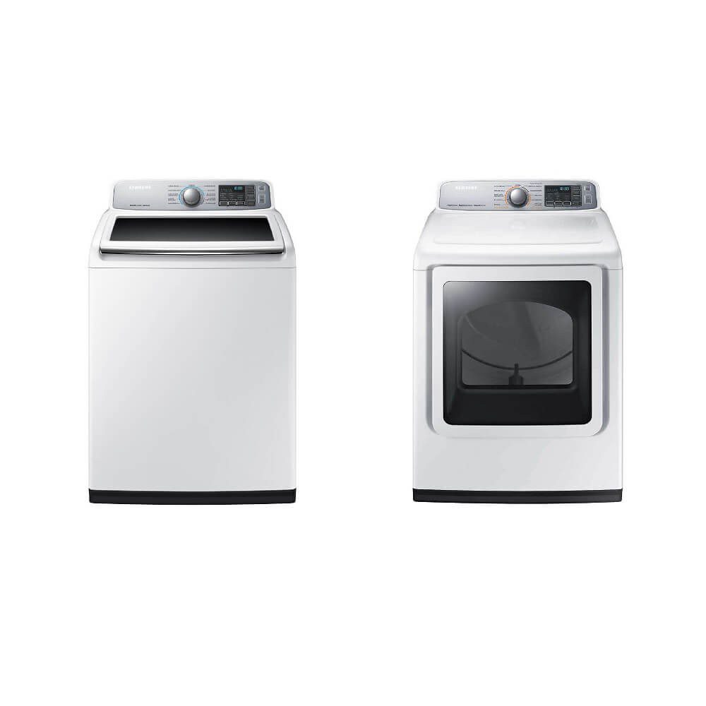 Samsung - Paquete Lavadora Carga Superior y Secadora Carga Frontal 24 Kg - Blanca DVG24R7450W/AX/WA24R7450AW/AX