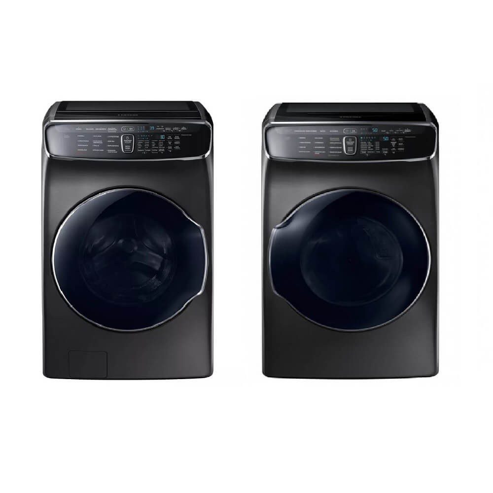 Samsung - Paquete Lavadora Flex Carga Frontal 24 + 3.5 Kg y Secadora Flex Carga Frontal 24+3.5 Kg – Negro DVG27M9900V/AX / WV27