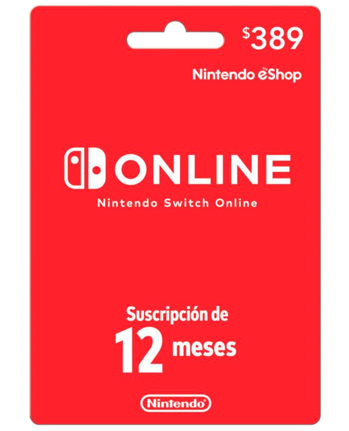 Nintendo - Tarjeta de prepago 12 Meses 389 - Roja NINTENDO 12 MESES