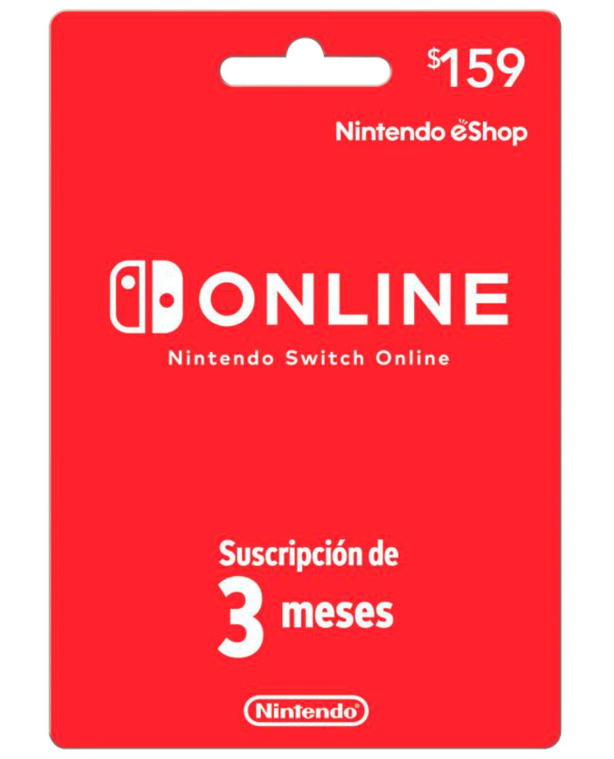 Nintendo - Tarjeta de prepago 3 Meses 159 - Roja NINTENDO 3 MESES