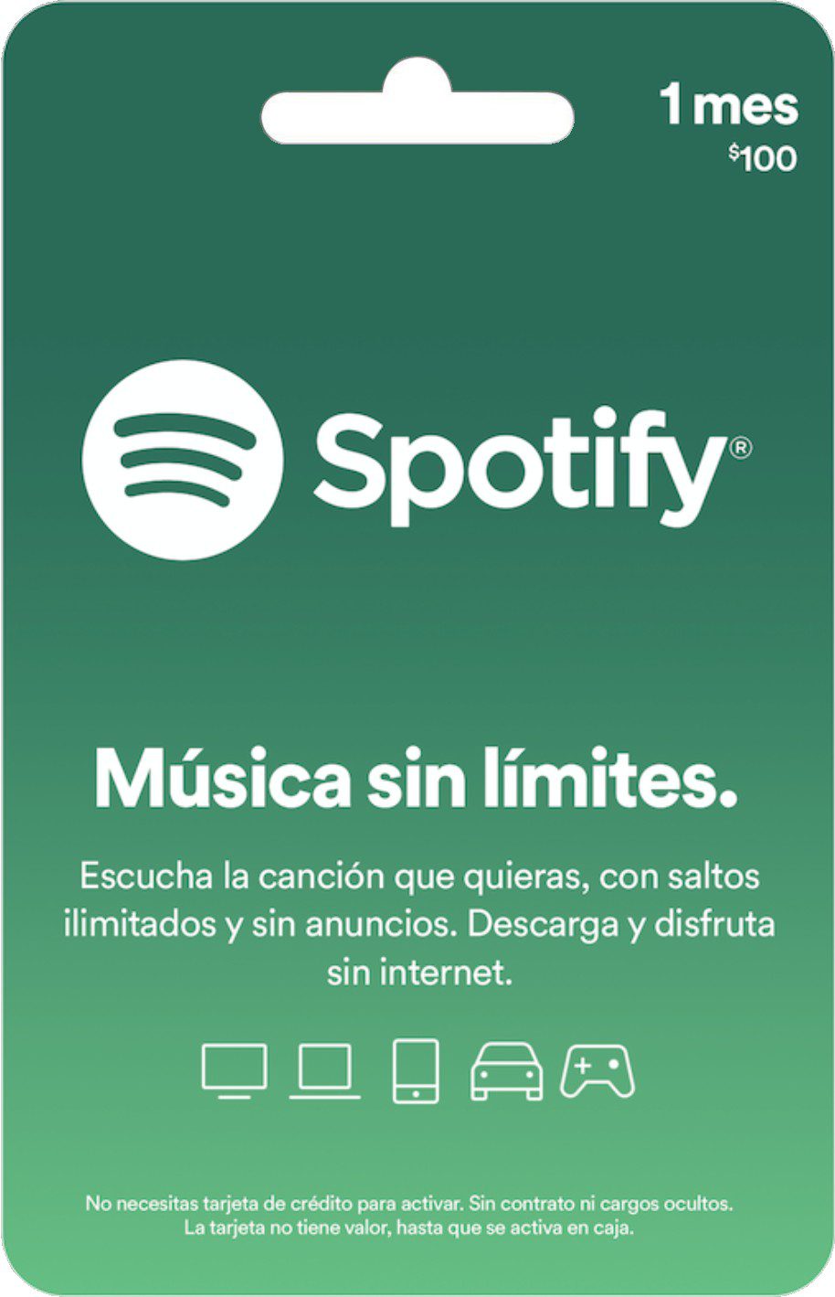 Tarjeta Spotify de 100 - Música - MXN SPOTIFY 100