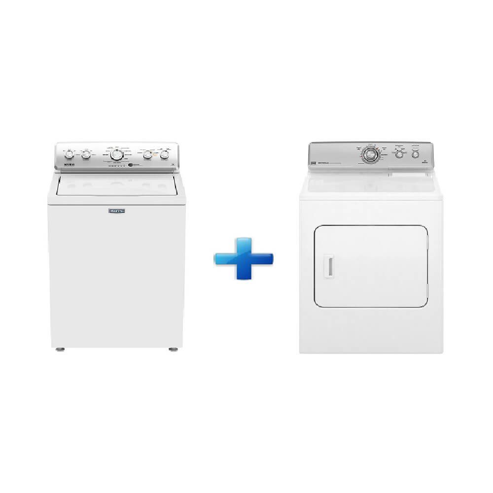 Maytag - Paquete Lavadora HE Carga Superior 20 Kg y Secadora 19 Kg - Blanco 7MMVWC416FWA / 7MMGDC300DW