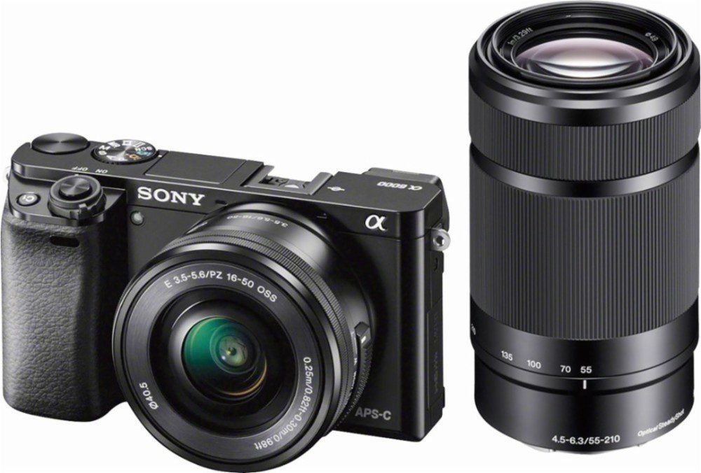Sony – Cámara Mirrorless ILCE-6000 + SEL55-210mm / SELP16-50mm – Negro ILCE-6000+SEL55210+SELP-1650