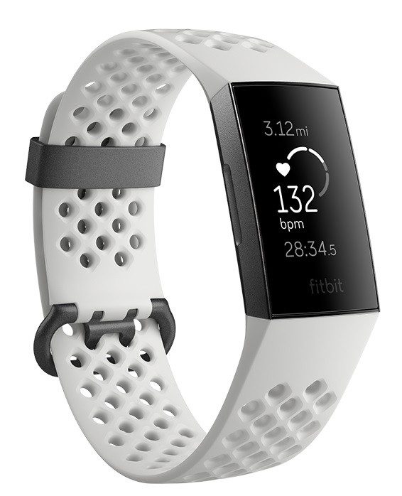 Fitbit – Charge 3 Reloj deportivo / Monitor de ritmo cardiaco - NFC – Blanco/ Aluminio grafito FB410GMWT-CALA
