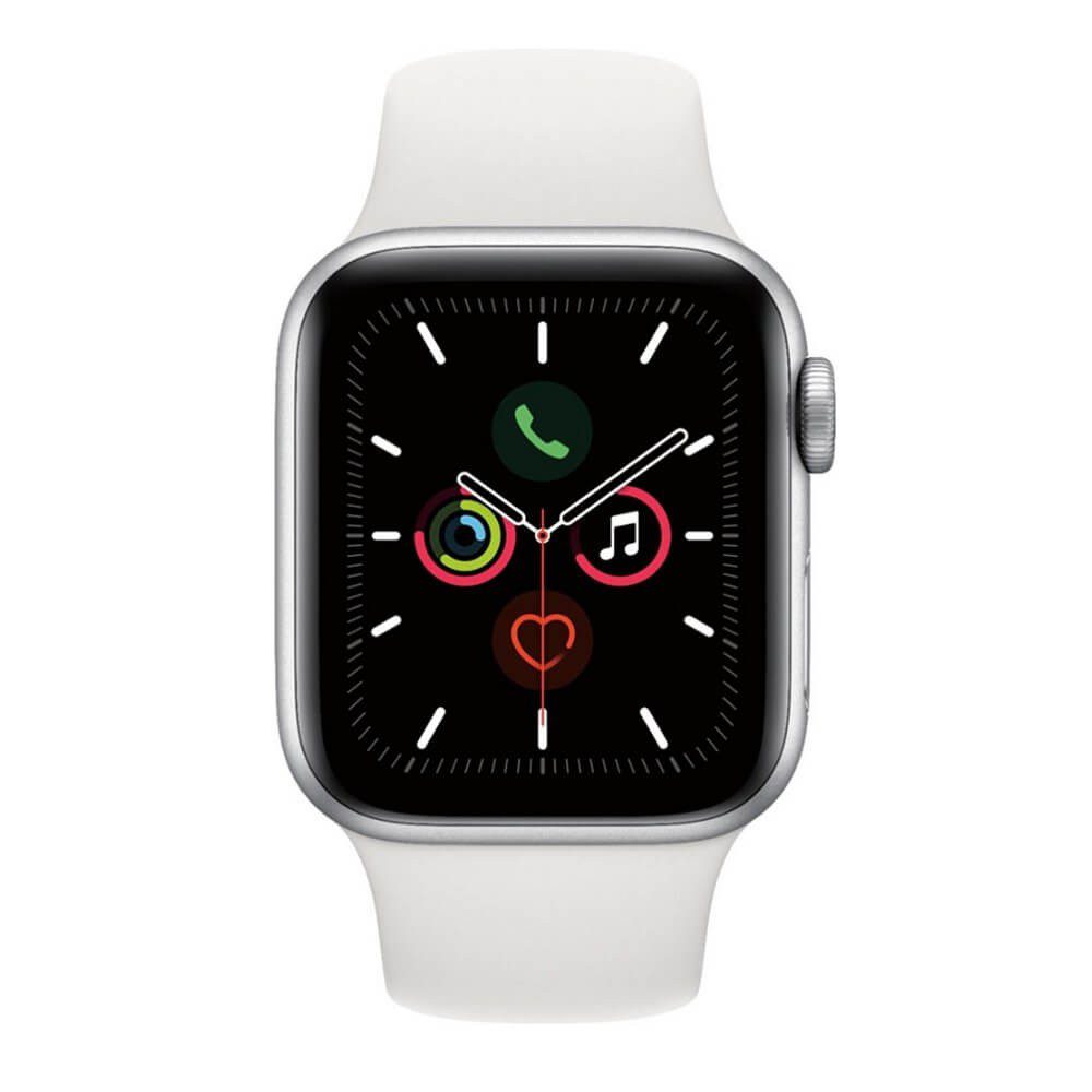 Apple - Apple Watch (último modelo) Serie 5 GPS de 40 mm cuerpo de aluminio color plata / banda deportiva blanca - Plata MWV62L