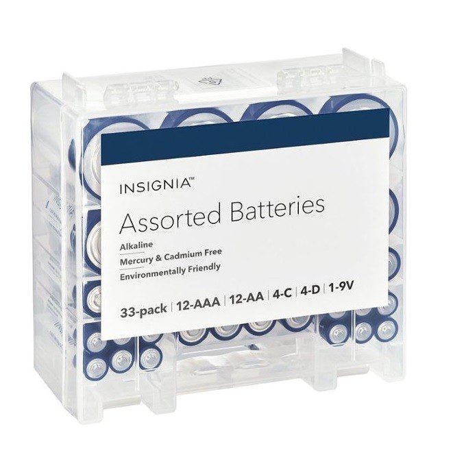 Insignia – Kit de 33 pilas alcalinas – Gris/Azul NS-CBATBOX