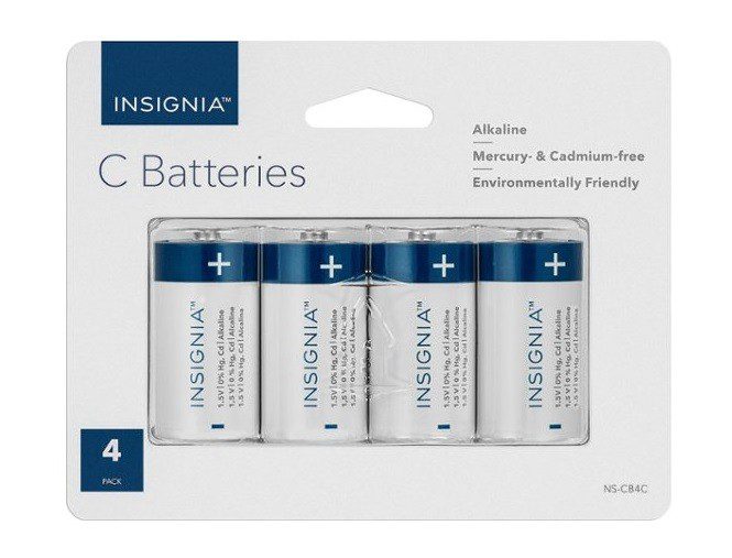 Insignia – Paquete de 4 pilas alcalinas Tipo C – Gris/Azul NS-CB4C