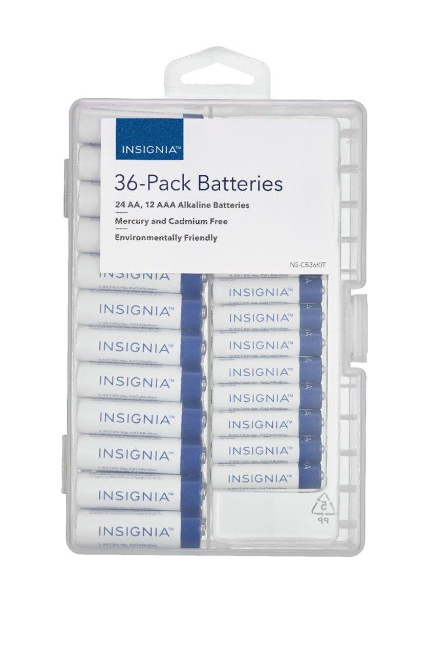 Insignia – Paquete de 36 pilas alcalinas AA/AAA  – Gris/Azul NS-CB36KIT