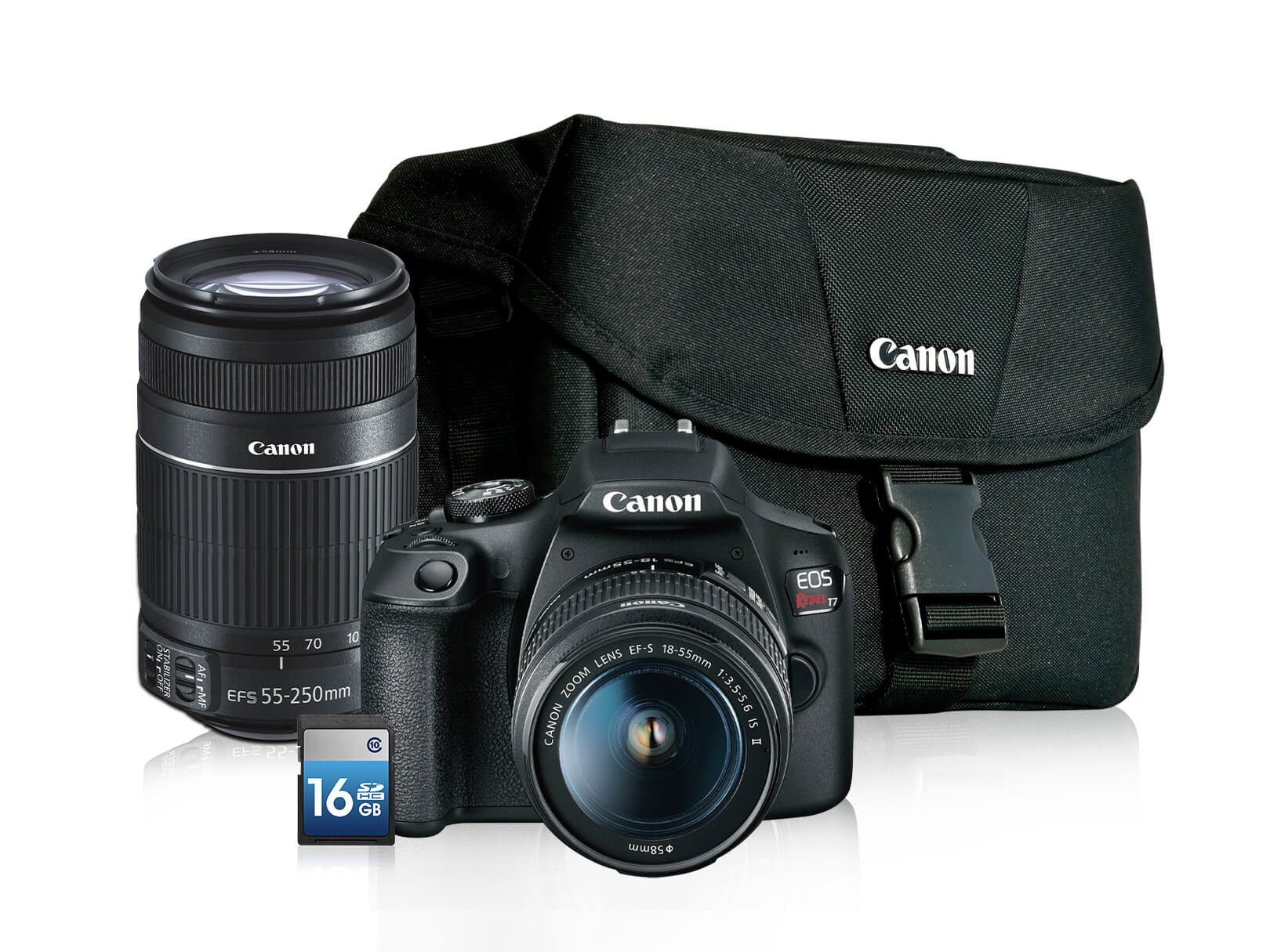 Canon - Cámara digital T7 con Lente 18-55mm mas Lente 55-250mm mas SD mas Mochila - Negro 2727C055AA