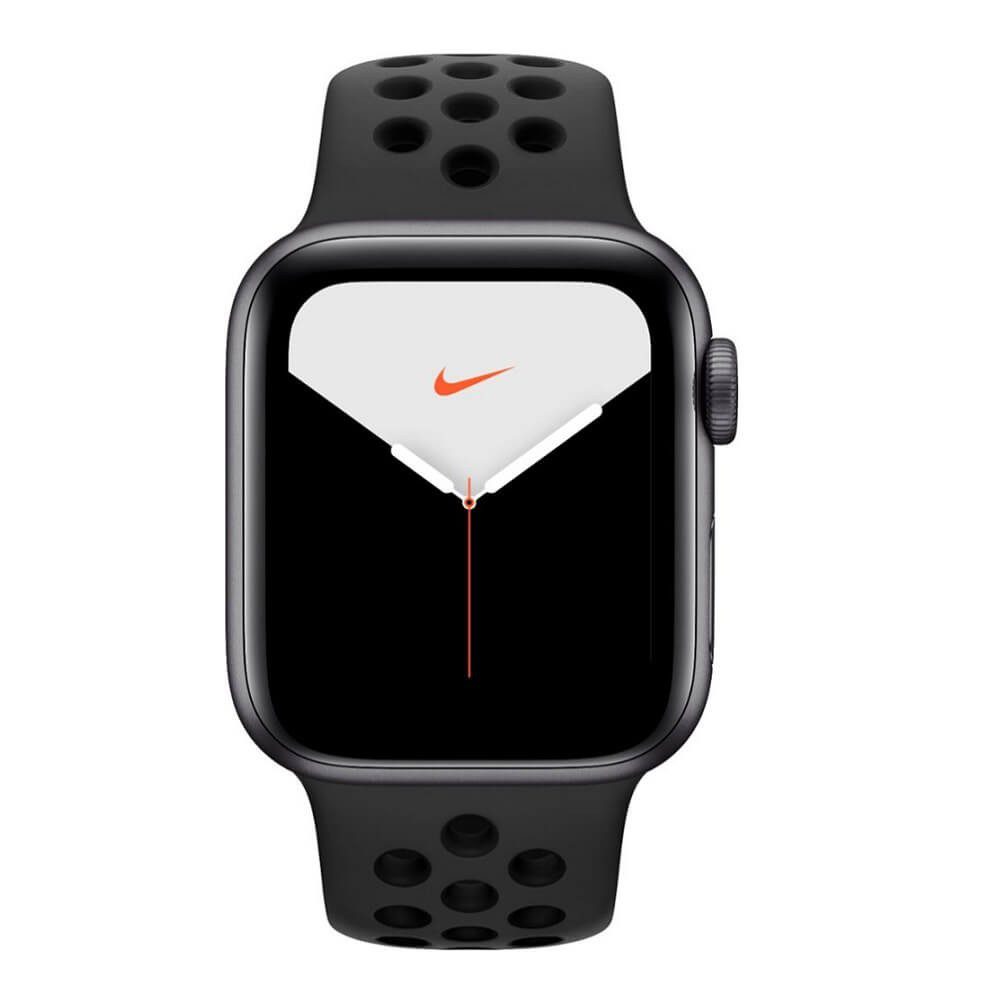 Apple - Apple Watch (último modelo) Serie 5 GPS de 40 mm Nike cuerpo aluminio gris / banda deportiva negra - Gris Esp MX3T2LZ/A