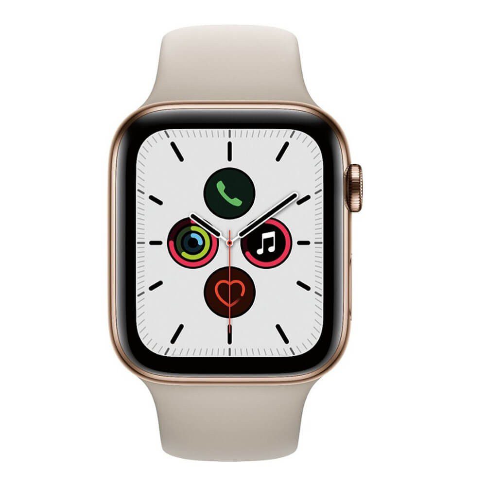 Apple - Apple Watch (último modelo) Serie 5 GPS LTE de 44 mm acero inoxidable Oro con correa piedra MWW52LZ/A