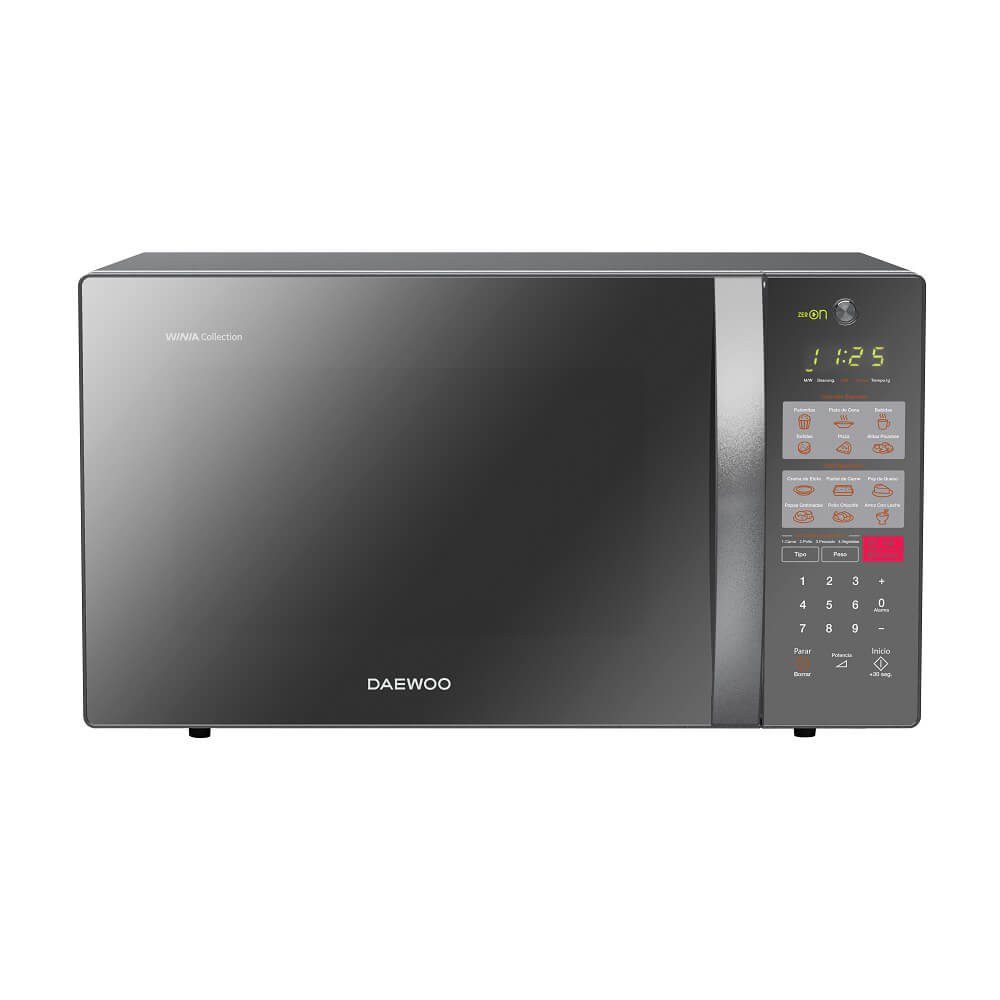 Daewoo - Horno De Microondas Con Grill 1.1 Pies Cúbicos Acabado Tipo Espejo - Silver KQG-1N3HSSMM