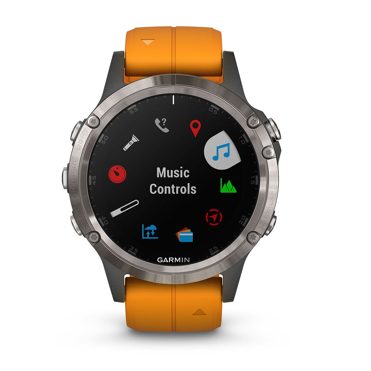 Garmin – Smartwatch Fénix 5 Plus – Zafiro, Titanio - Naranja 010-01988-04