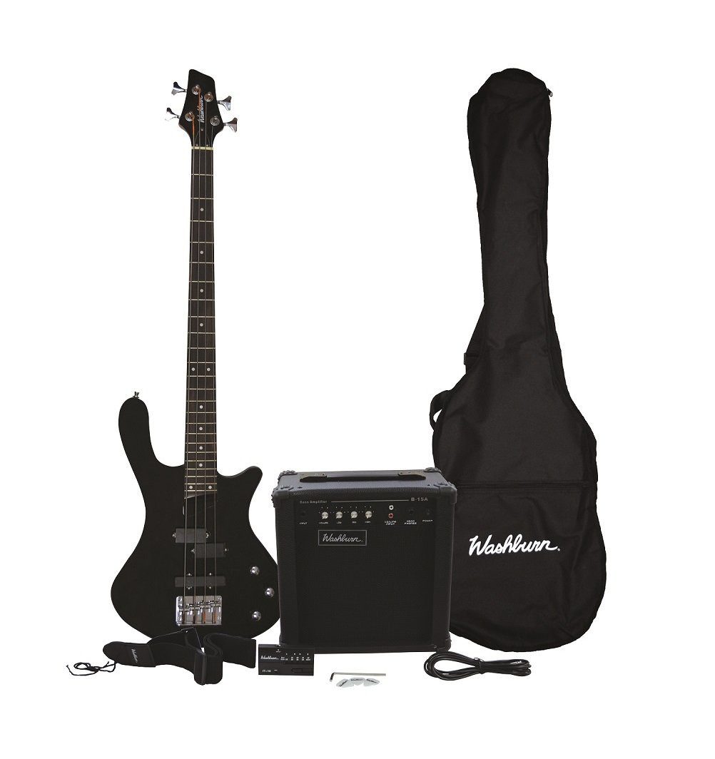 Washburn - Paquete de bajo eléctrico T14QPAK - Negro T14QPAK