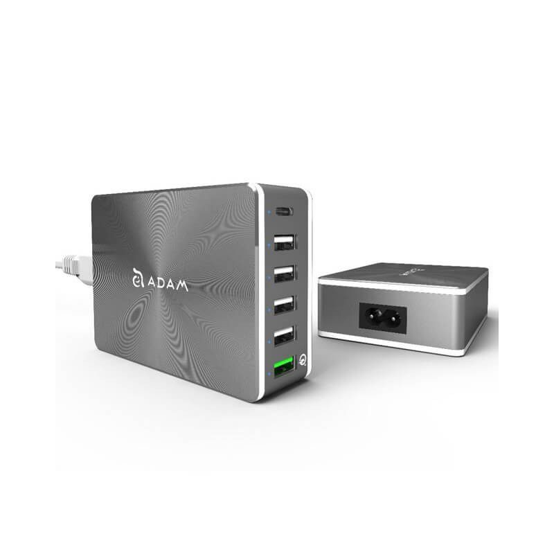 Adam Elements - Estación de carga con 6 puertos Omnia PA601 - Gris APAADPA601USGY