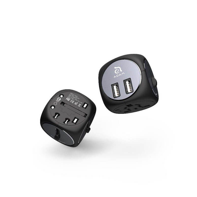 Adam Elements - Adaptador de viaje con puerto dual USB OMNIA TA502 - Negro APAADTA502BGY