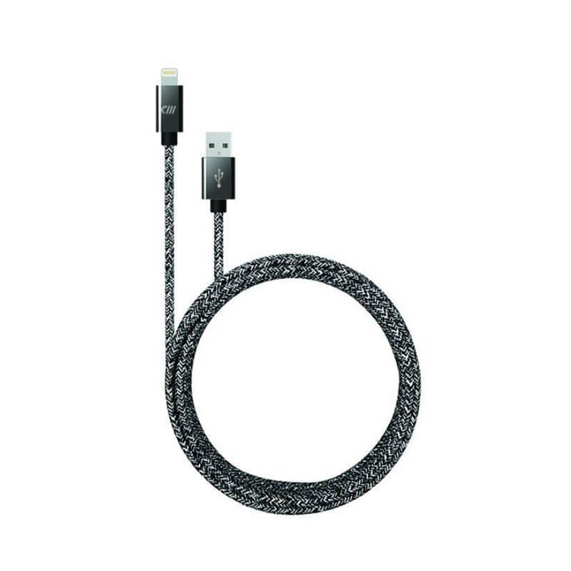 Candywirez - Cable USB-C a Lightning Marbled Woven de 3 metros - Negro/Gris LTC-GC-MWS10-BLKG