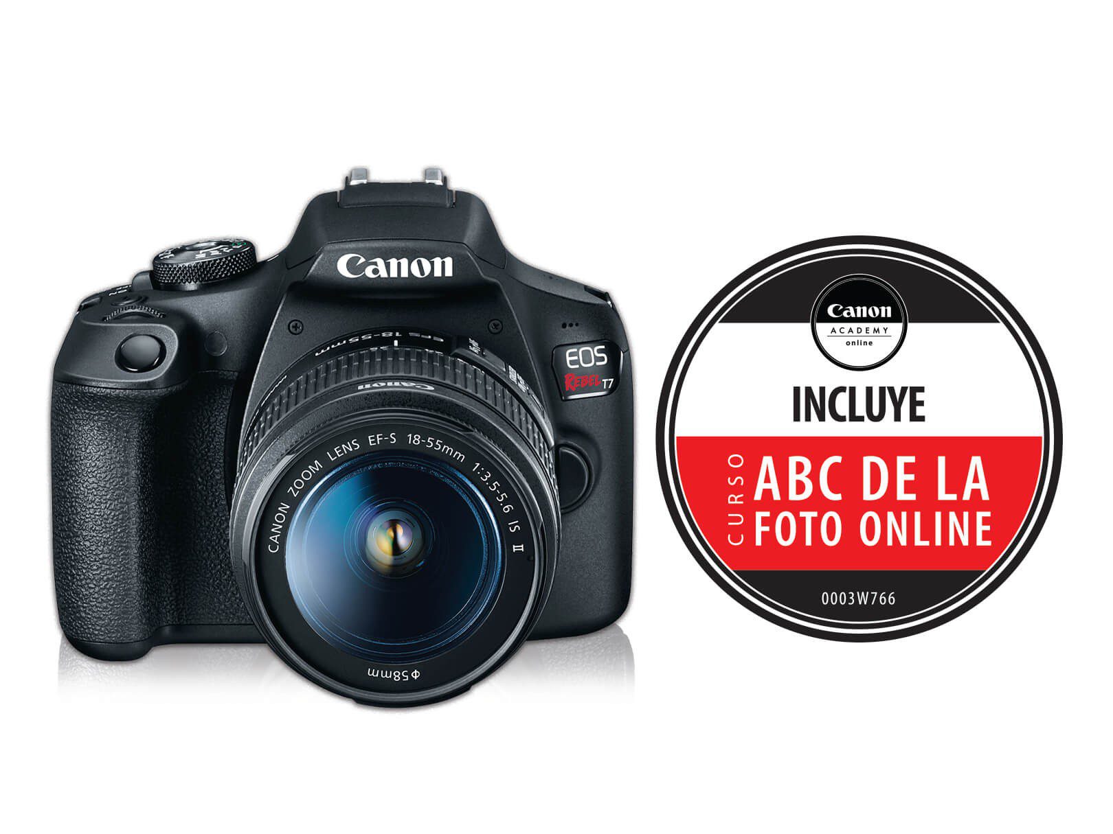 Canon - Cámara digital T7 con Lente 18-55mm - Curso Canon - Negro 2727C060AA