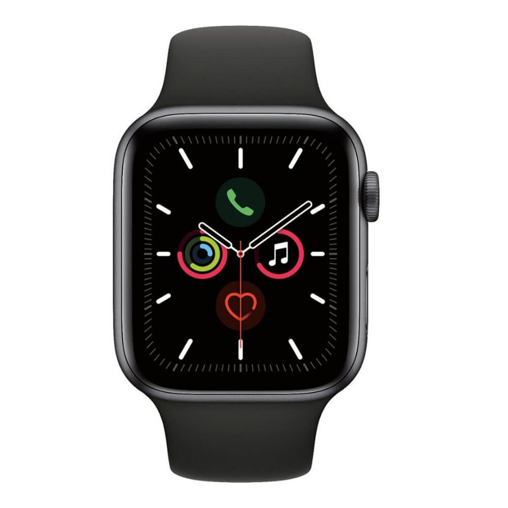 Apple - Apple Watch (último modelo) Serie 5 GPS 44 mm cuerpo aluminio color gris espacial / banda deportiva - Gris Es MWVF2LZ/A