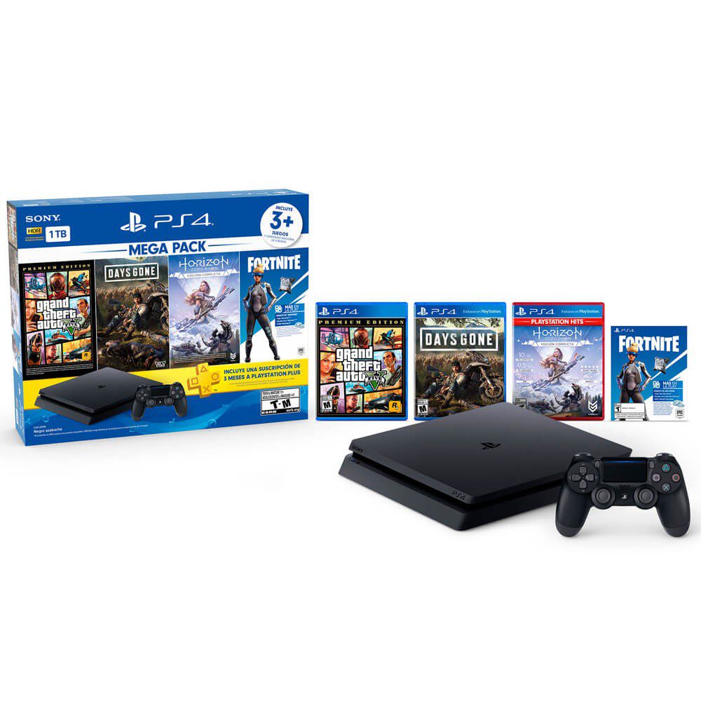 Sony - Consola PlayStation 4 de 1TB Mega Pack 6 - Negro Mega Pack 6