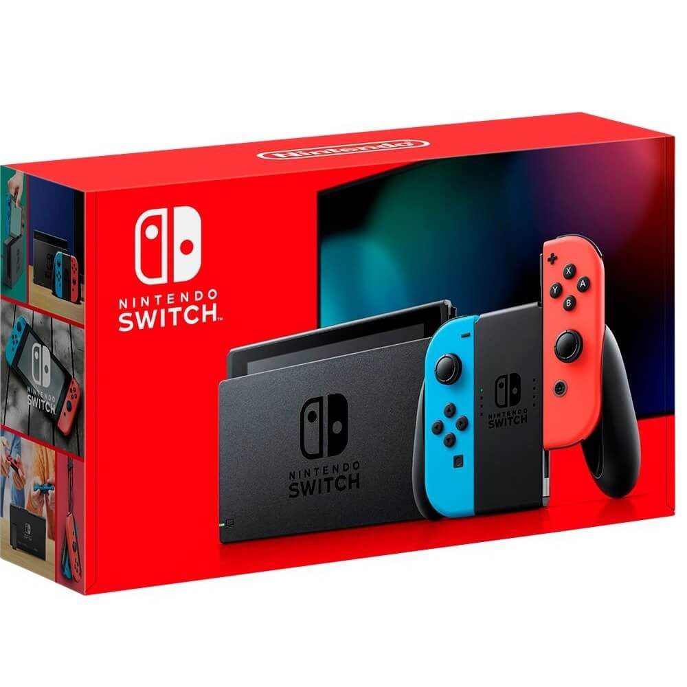 Nintendo - Consola Switch de 32 GB con controles Joy-Con - Version 1.1 - Azul/Rojo Neon HADSKABAA