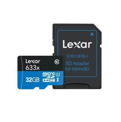 Lexar – Tarjeta Micro SD más Adaptador 633x – 32GB – Negro LSDMI32GBBAP633A