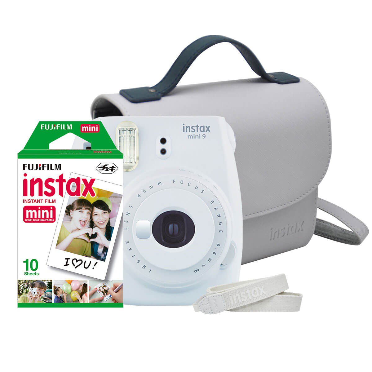 Fujifilm – Paquete Cámara instantánea Instax Mini 9 más Estuche más Correa más Película – Humo 309930716