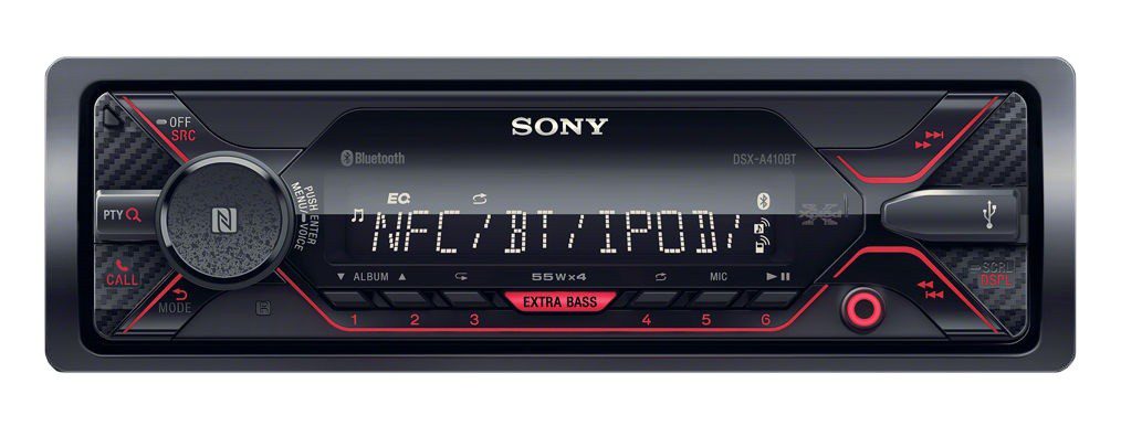Sony - Autoestéreo con bluetooth, USB, NFC, AUX y sin mecanismo DSX-A410BT - Negro DSX-A410BT